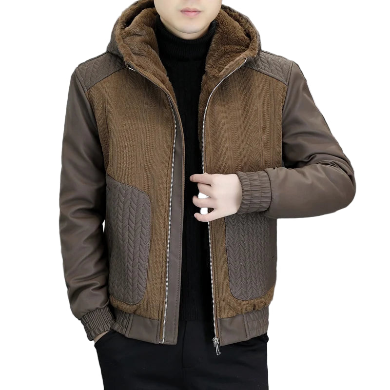 Veste Homme Hiver en Similicuir Épais – Style Streetwear avec Col Revers - Vestico