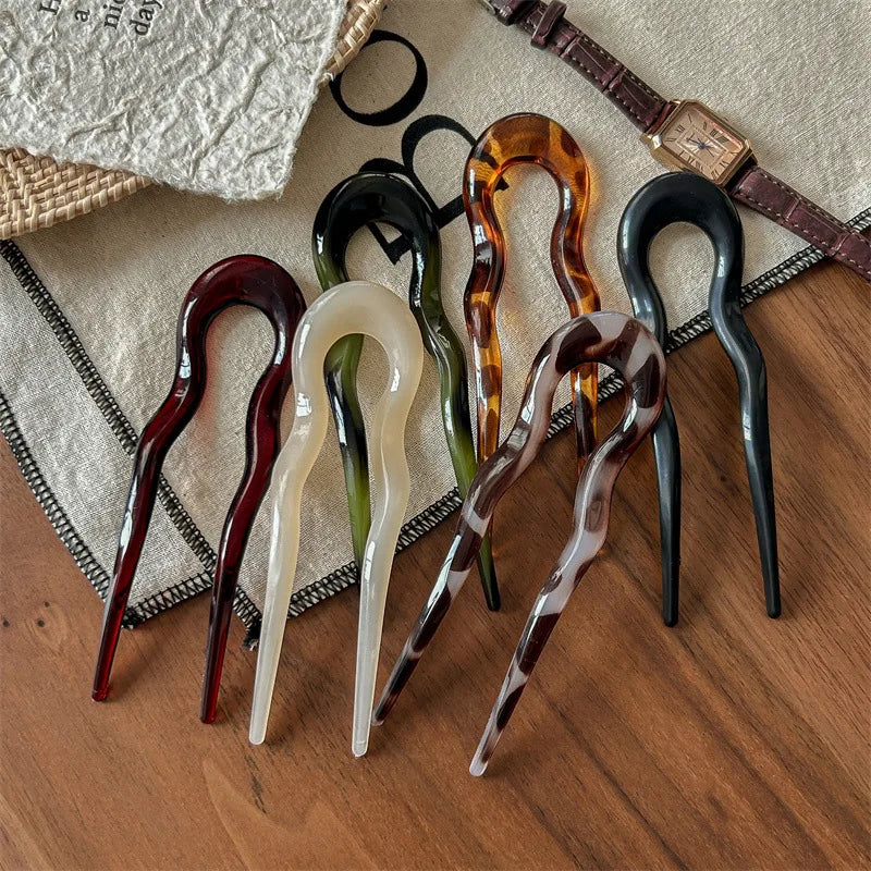 Pic à Cheveux en U Effet Écaille – Barrette Géométrique Élégante
