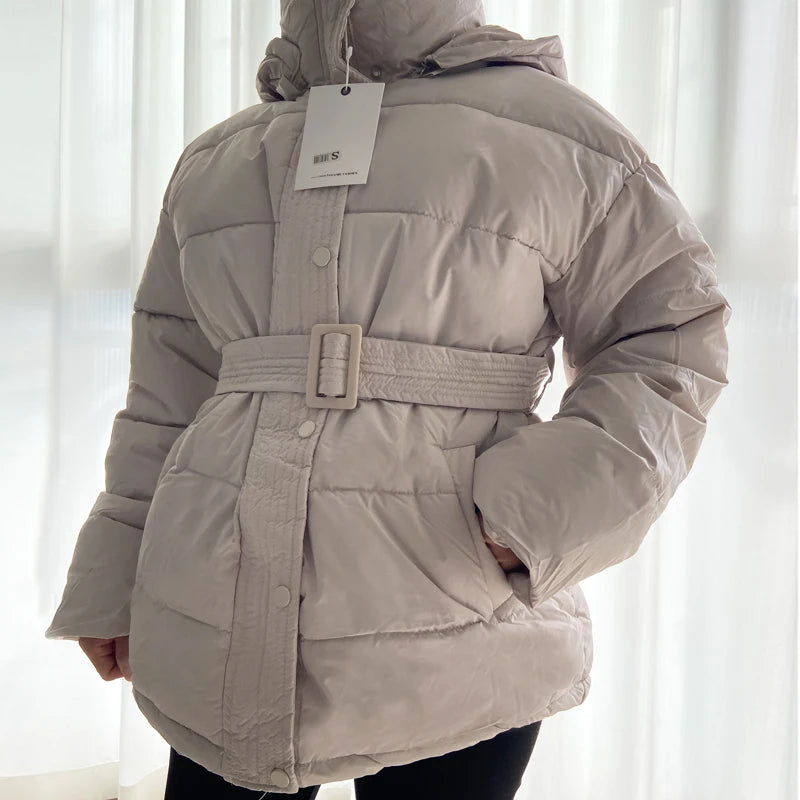 Manteau Matelassé Femme Hiver – Coupe Ample Zippée avec Ceinture