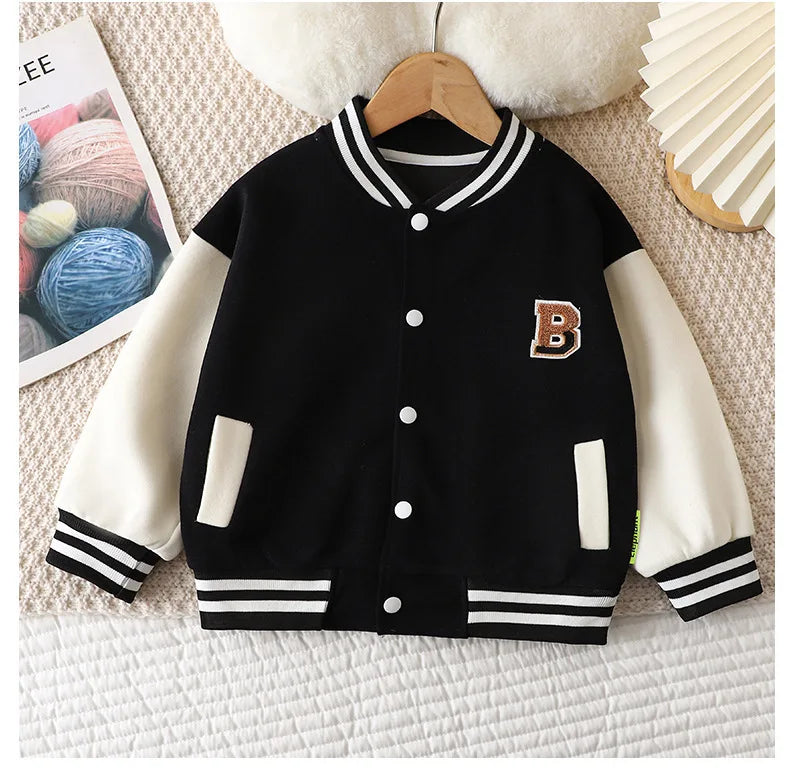 Children's Jackets 2025 Spring Boys Girls Baseball Coats New Kids Embroidered Letters Cardigan Autumn Fashion Outerwear Clothing - Vestico