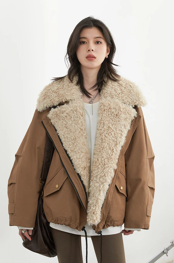 Veste moto femme en coton – manteau chaud style streetwear