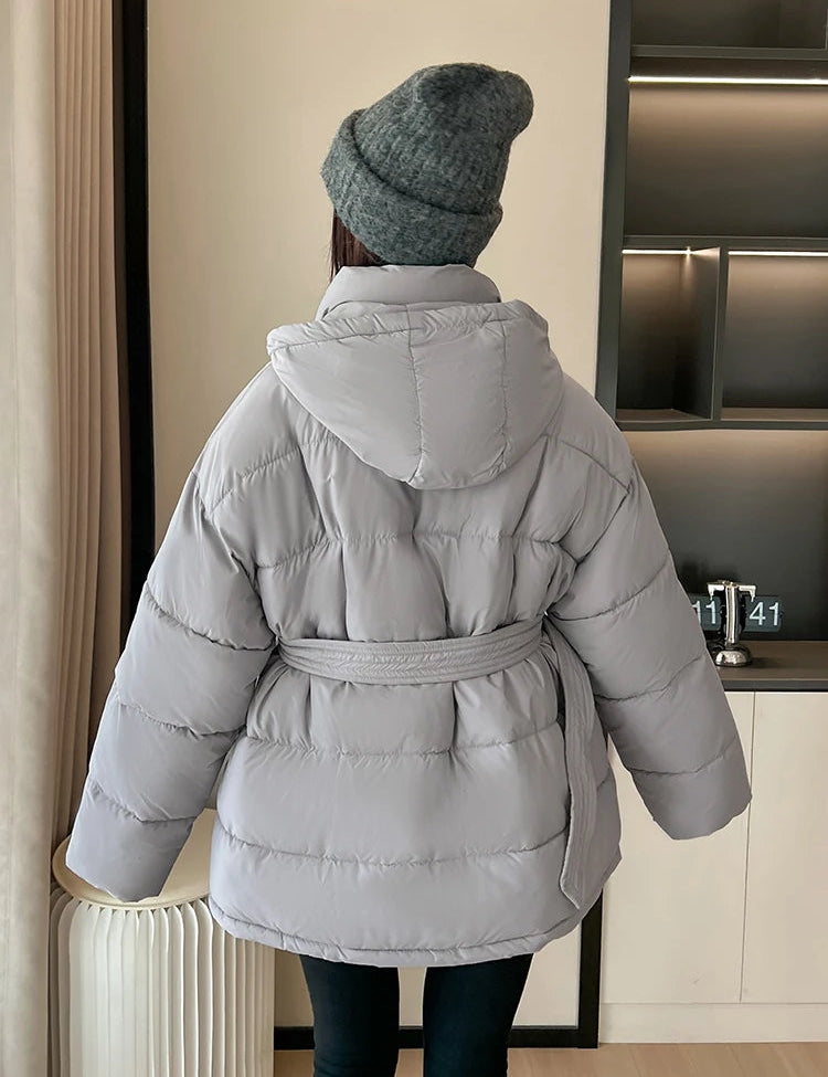 Manteau Matelassé Femme Hiver – Coupe Ample Zippée avec Ceinture
