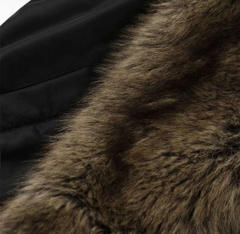 Veste courte femme en fausse fourrure patchwork – style streetwear hiver