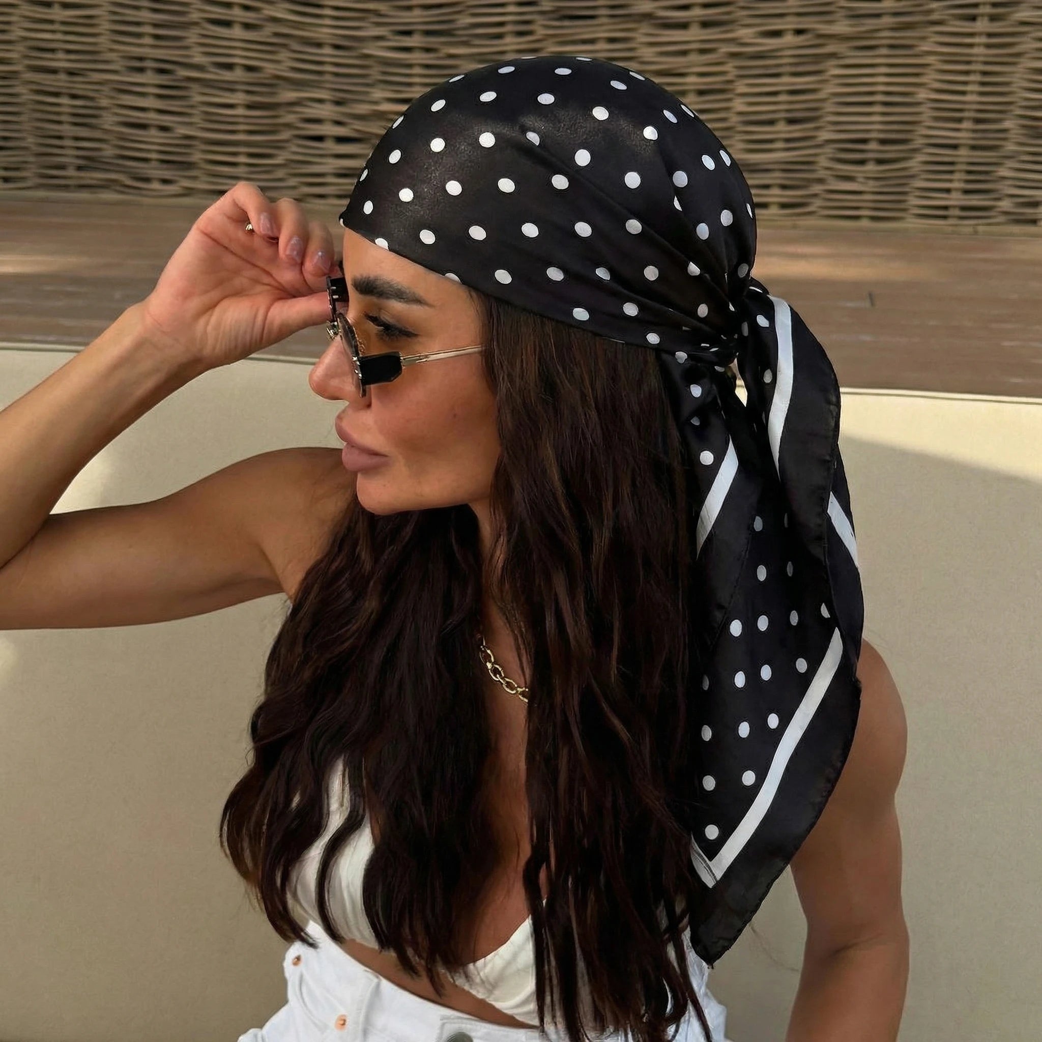 2026 Dot Print Square Scarf For Women Silk Shawl Neckerchief Female Hair Bands Head Wraps Headband Foulard Satin Hijab Bandana - Vestico