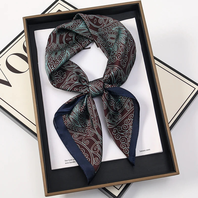 Bohemian Style Print Luxury Brand Silk Square Scarf Women Satin Shawls Neckerchief Wrap Scarves Bandana Hair Hjiab Floral - Vestico
