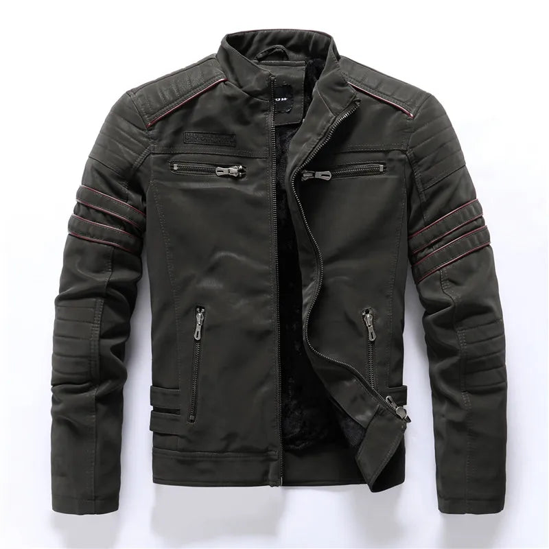 Veste Moto Homme Similicuir Vintage – Chaude, Multi-Poches, Style Automne/Hiver - Vestico
