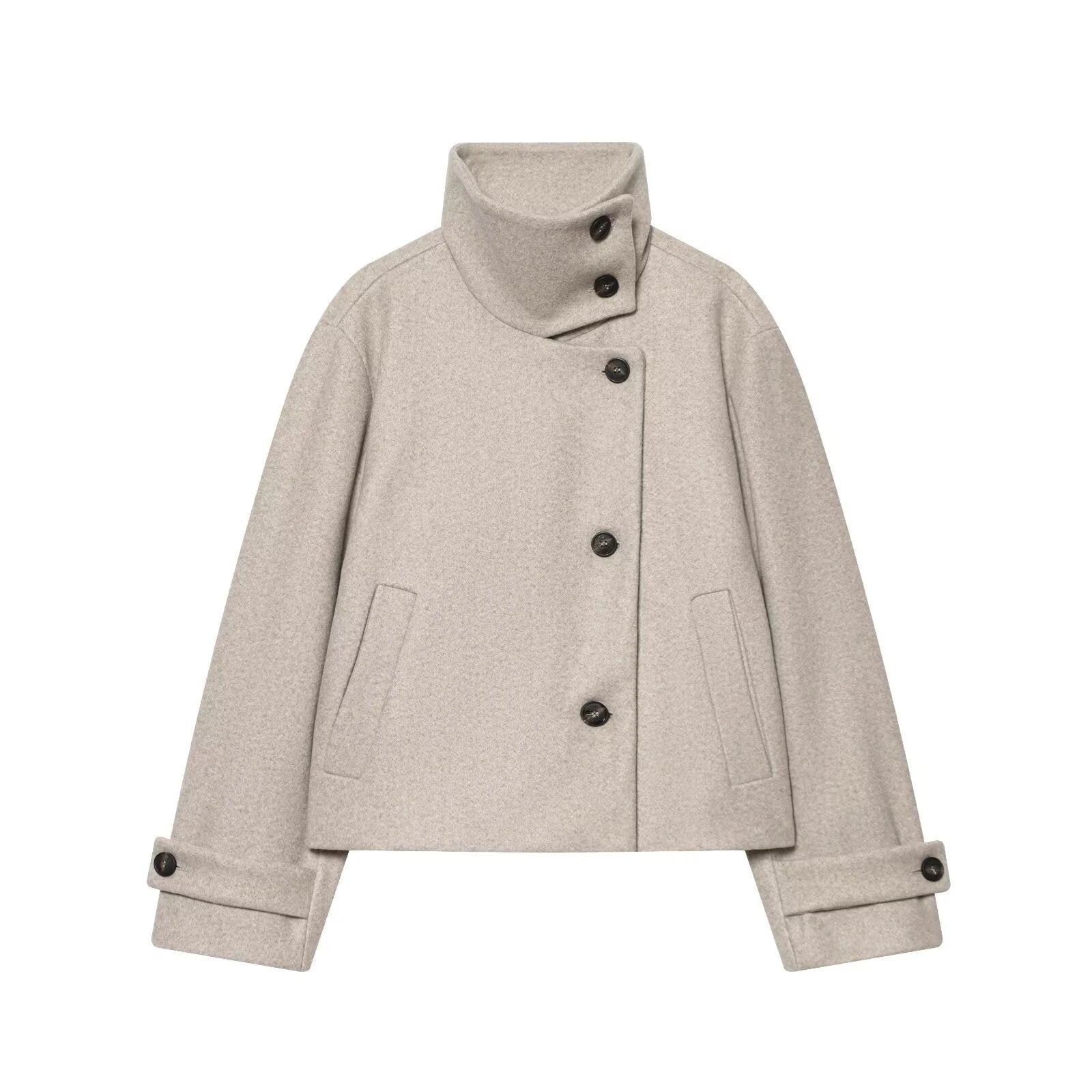Manteau Femme Oversize – Col Montant, Coupe Décontractée & Style Hivernal