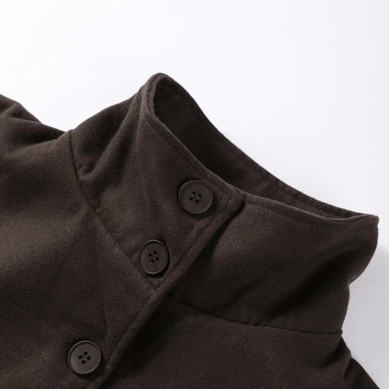 Cape Veste Femme en Fausse Fourrure – Col Montant, Manches Amples & Ceinture - Vestico