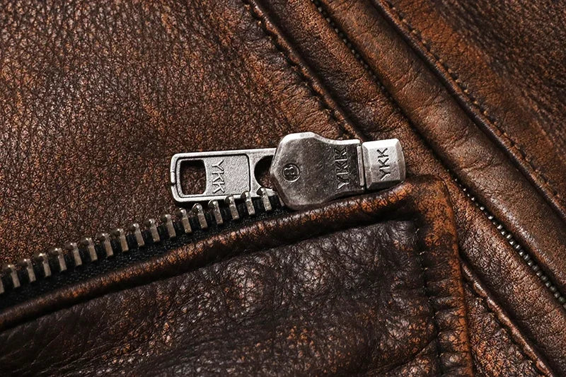 Veste Motard Homme en Cuir Véritable Camel – Style Vintage Slim - Vestico