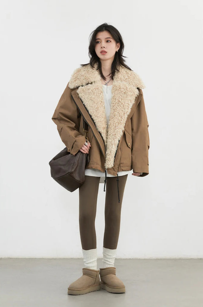 Veste moto femme en coton – manteau chaud style streetwear