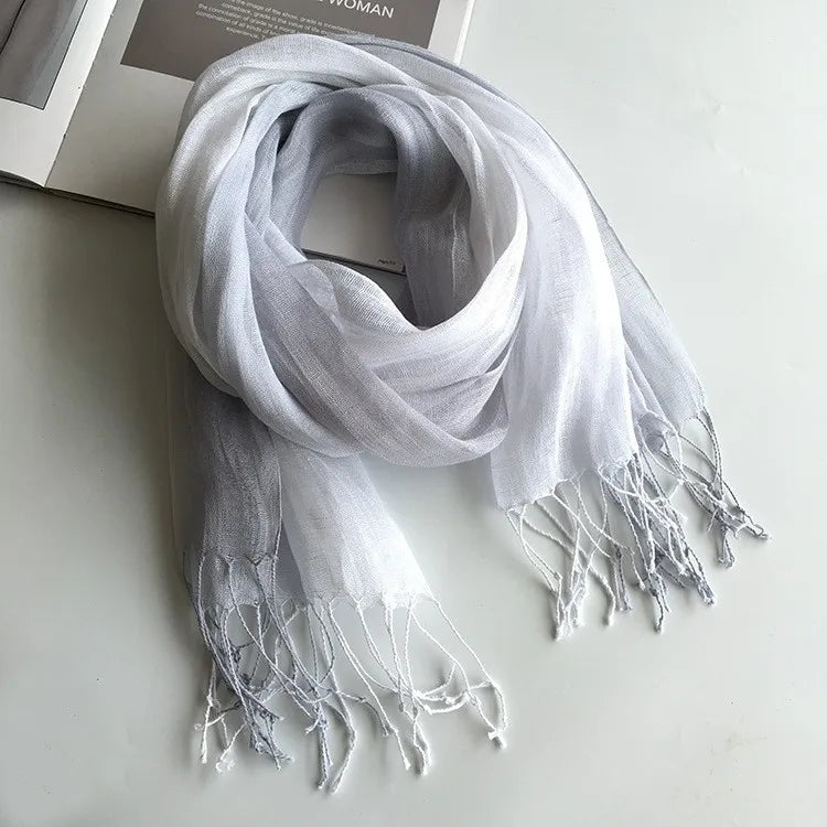 Écharpe Femme en Lin 100 % – Dégradé de Couleurs, Légère & Élégante