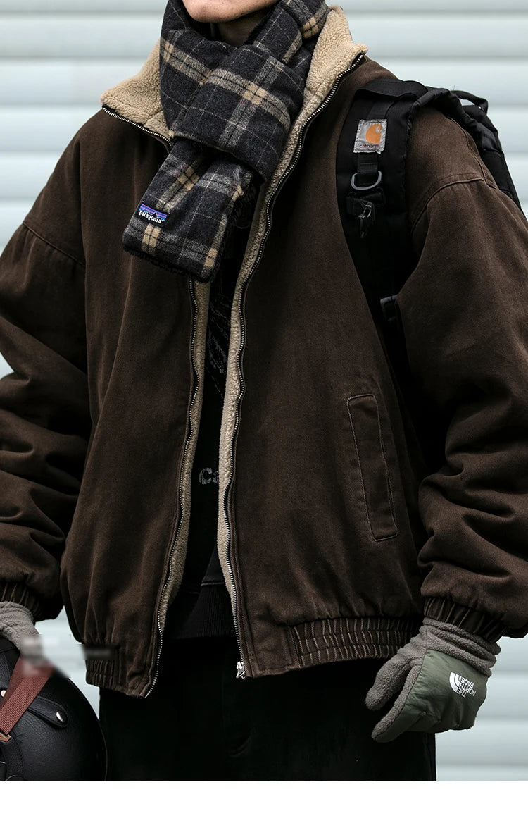 Veste Polaire Japonaise Vintage Homme – Épaisse et Chaude, Style Coréen Streetwear Décontracté - Vestico