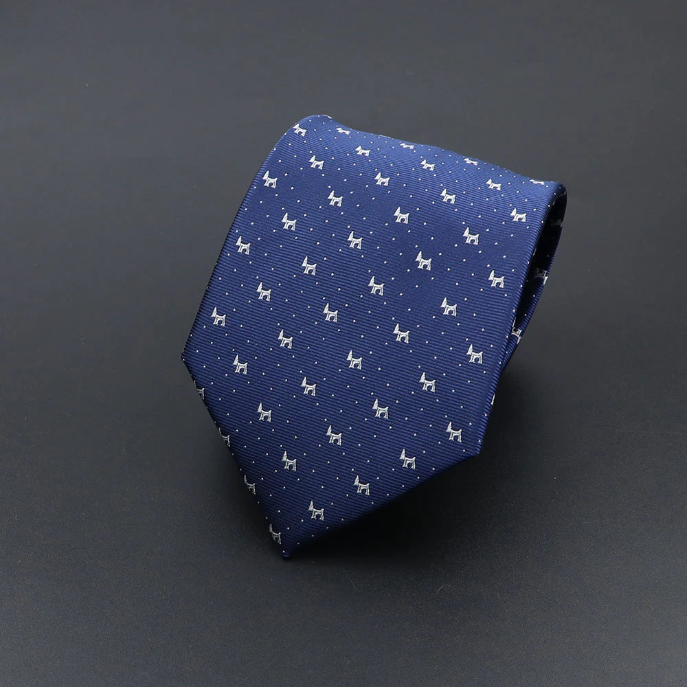 Cravate Homme Imprimée – Motifs Chiens, Rayures & Style Élégant