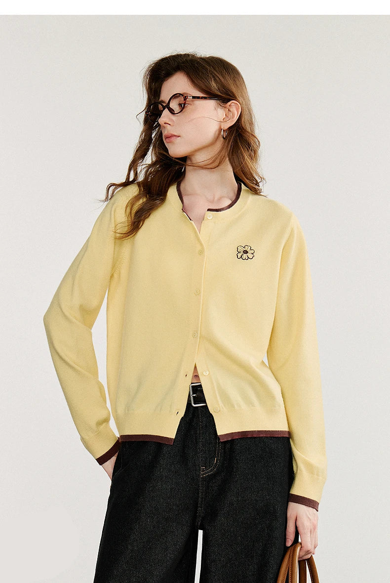 Cardigan Femme Vert Brodé – Élégance Automne/Hiver - Vestico