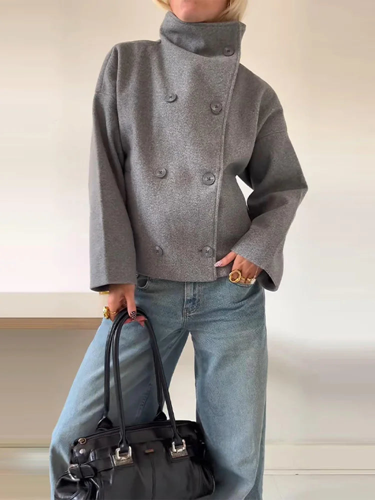 Veste Femme Laine & Cachemire Col Roulé – Style Casual Automne/Hiver 2025 - Vestico