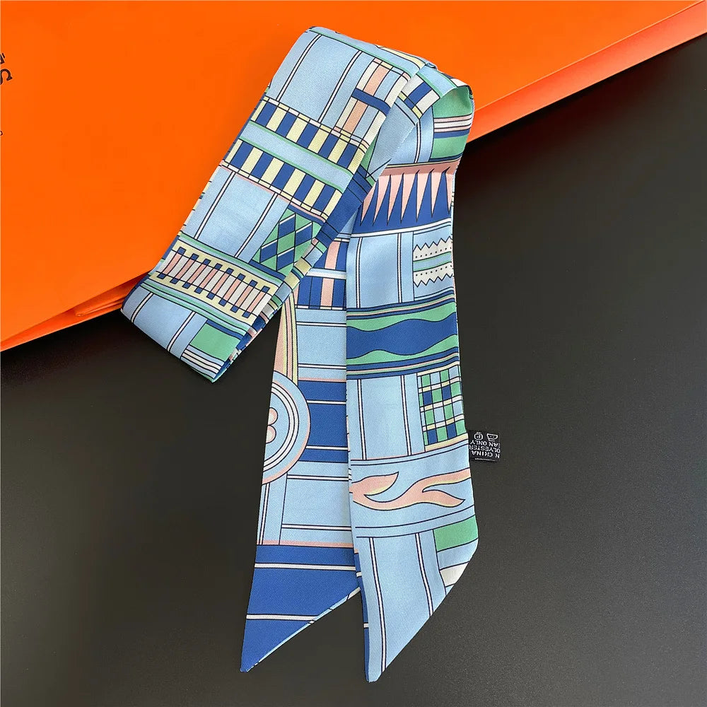 Foulard Femme Imprimé – Écharpe Fine en Soie, Accessoire pour Sac & Cheveux - Vestico
