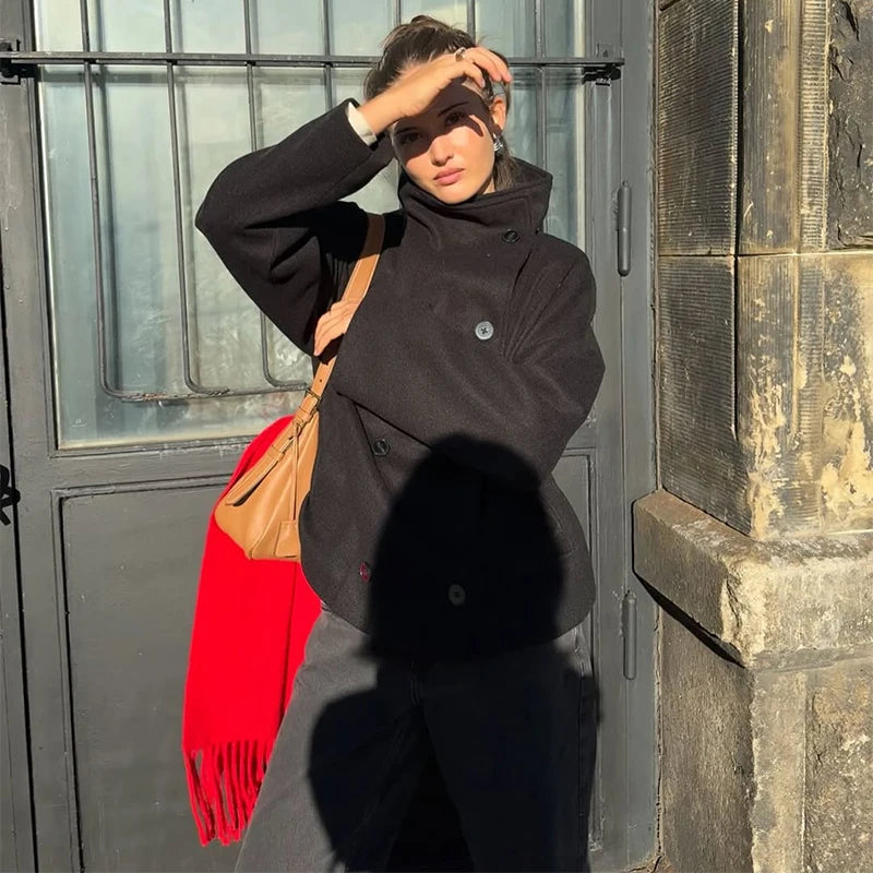 Veste Femme Laine & Cachemire Col Roulé – Style Casual Automne/Hiver 2025 - Vestico