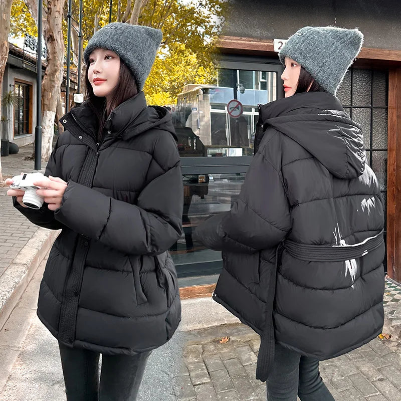 Manteau Matelassé Femme Hiver – Coupe Ample Zippée avec Ceinture