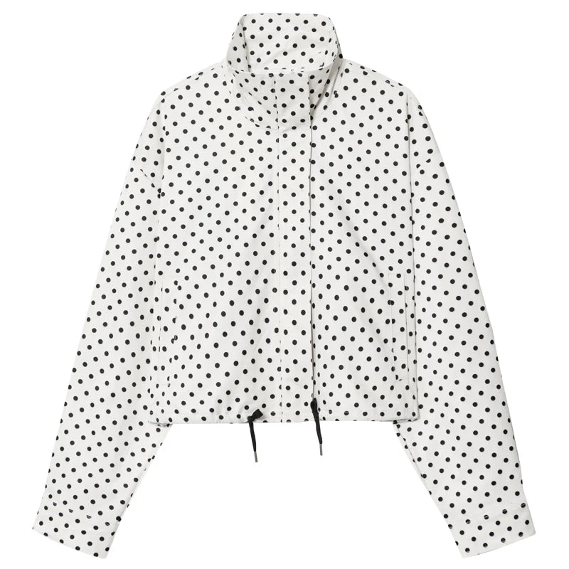 Veste bomber femme à pois – Coupe oversize, col montant & style streetwear