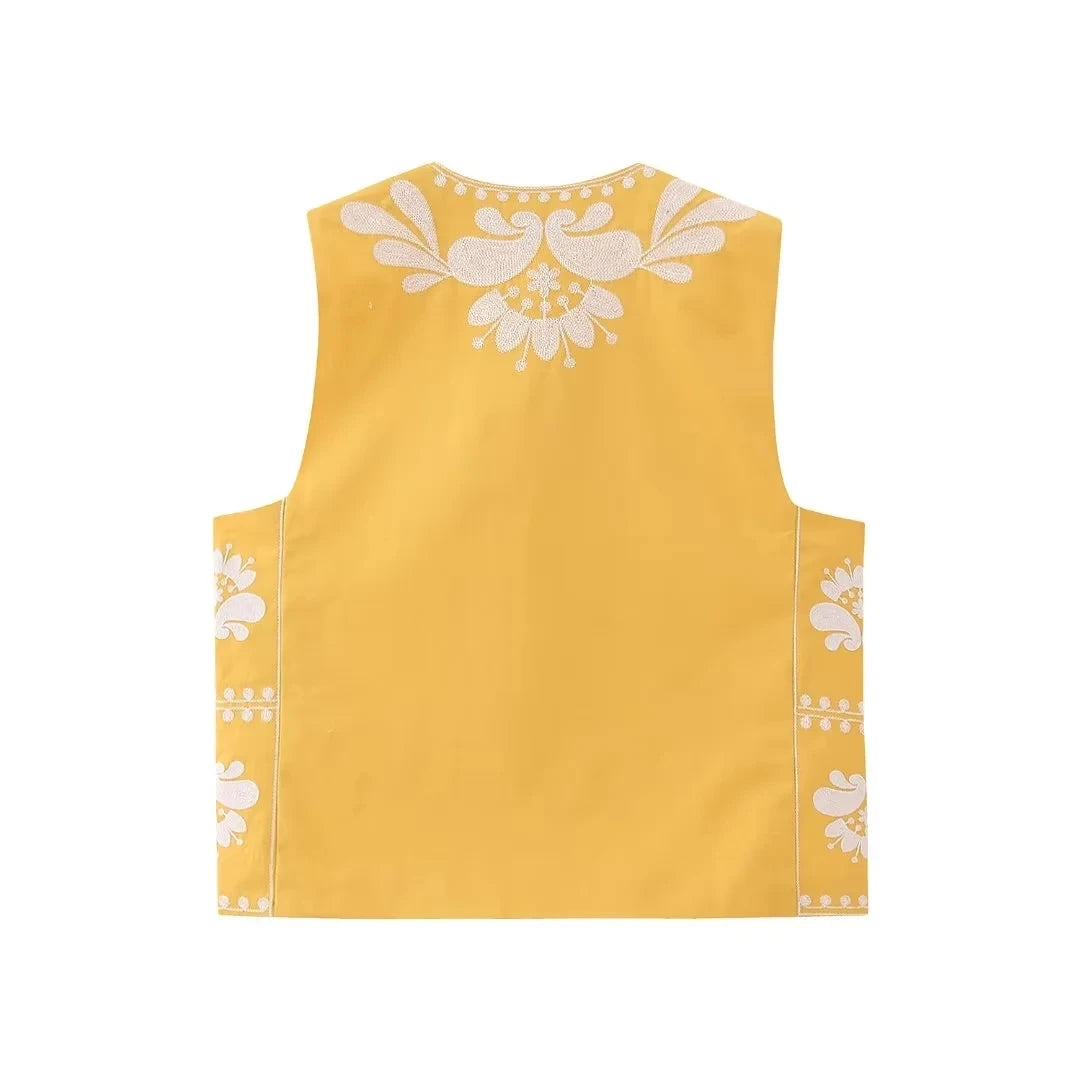 Gilet Femme Brodé Floral – Sans Manches Été 2025 - Vestico
