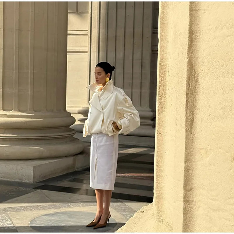 Trench Court Femme – Double Boutonnage & Lacets - Vestico