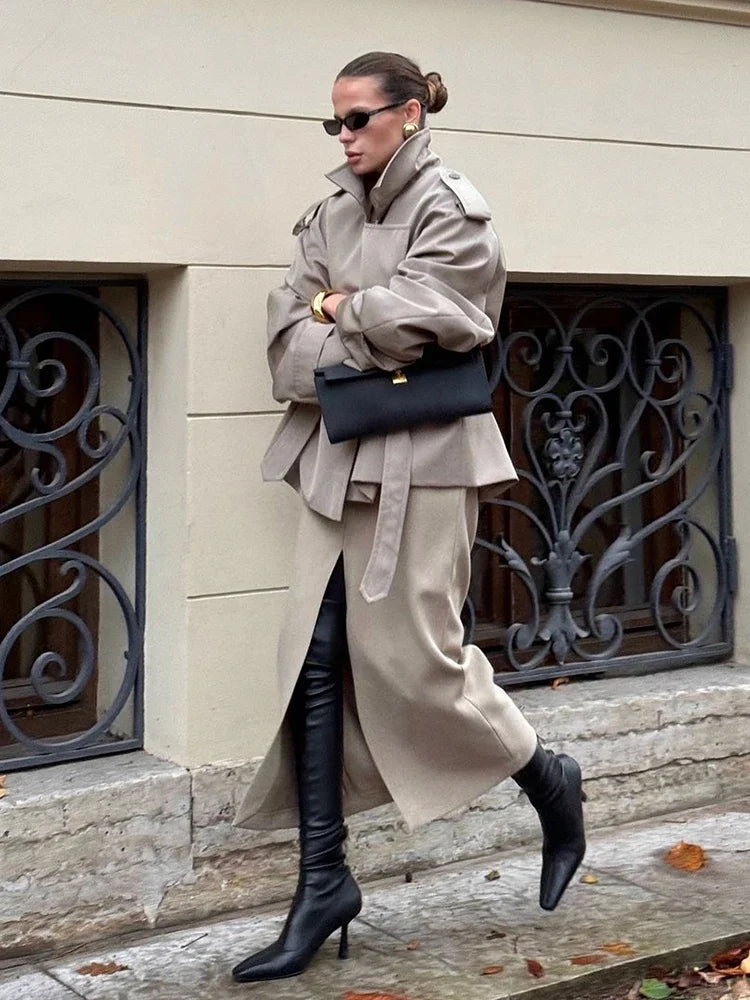 Trench Court Femme à Lacets – Élégant & Moderne - Vestico