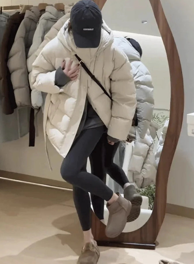 Manteau Matelassé Femme Hiver – Coupe Ample Zippée avec Ceinture