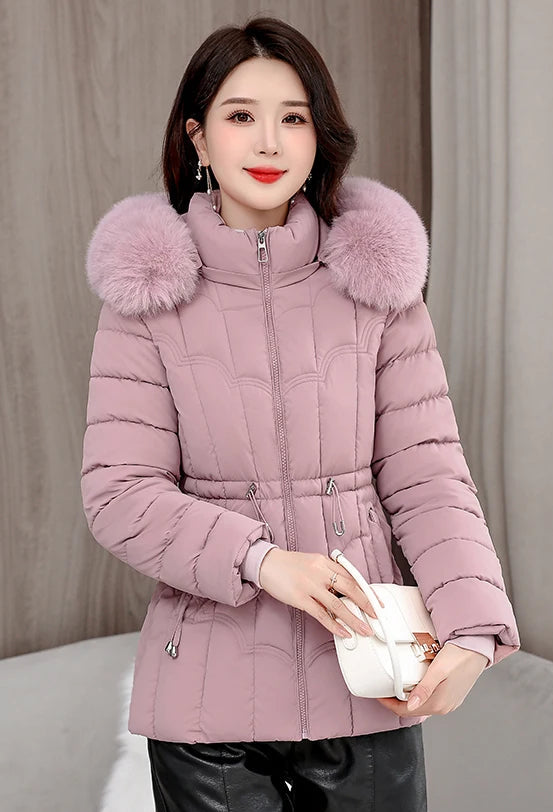 Doudoune Courte Femme à Capuche, Manteau Chaud Hiver 2025